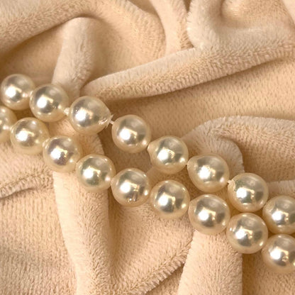 TASAKI 2-strand white Akoya pearl necklace with K14WG clasp, 41cm length, pearls sized 6.5-6.8mm