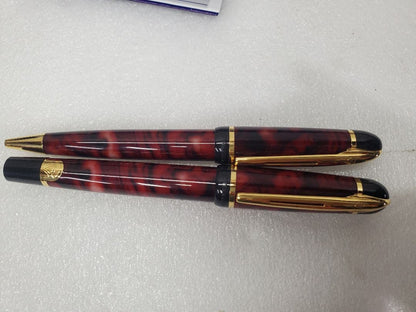 WATERMAN fountain pen and ballpoint pen set with stained and scratched case
