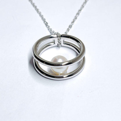 Law Pearl Necklace and Pendant with 7mm pearls and silver chain 45cm length