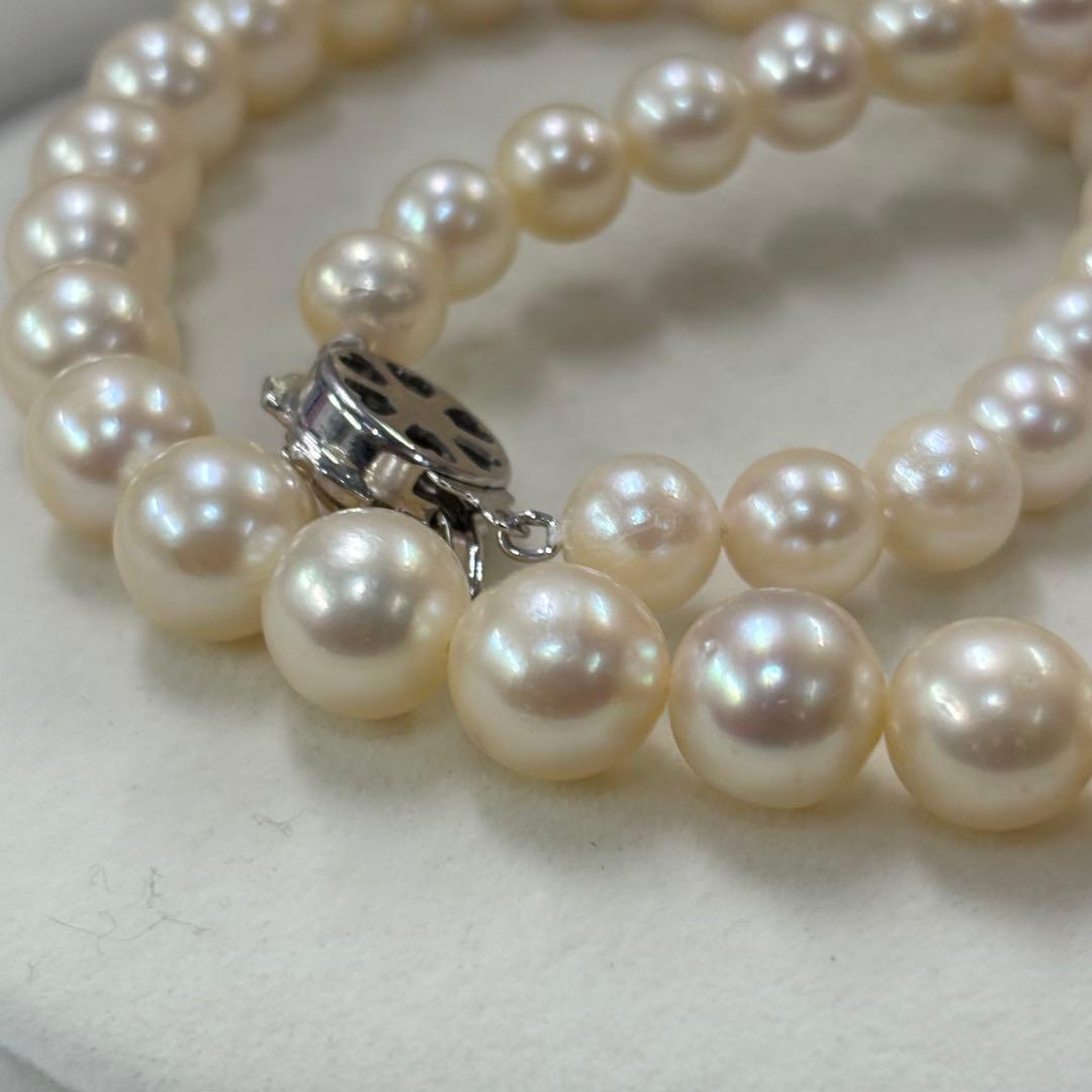 Akoya pearl necklace with large 8.0-10.4mm pearls and silver clasp, 43cm length from Ise-Shima Ergawa Bay