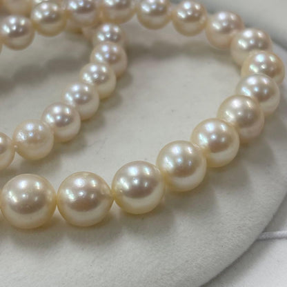Akoya pearl necklace with large 8.0-10.4mm pearls and silver clasp, 43cm length from Ise-Shima Ergawa Bay