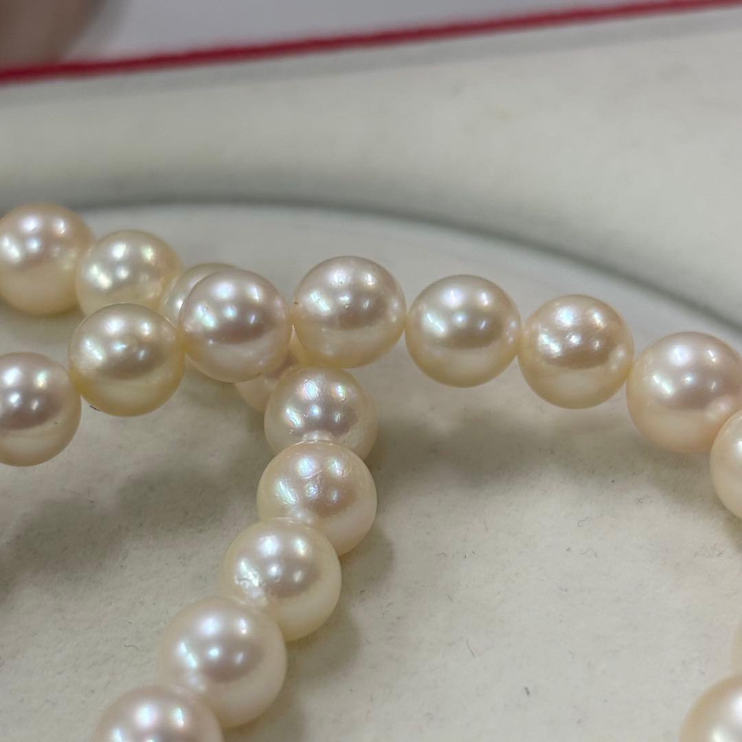 Akoya pearl necklace with large 8.0-10.4mm pearls and silver clasp, 43cm length from Ise-Shima Ergawa Bay