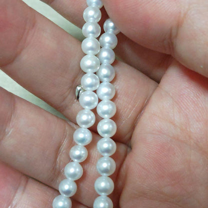 New genuine baby pearl necklace with 5mm freshwater pearls on silver SV925 and K18 gold filled chain