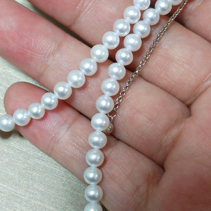 New genuine baby pearl necklace with 5mm freshwater pearls on silver SV925 and K18 gold filled chain