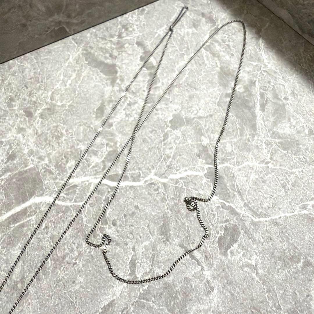 Agate long silver 925 necklace with a 70cm chain and a 1.5cm flower charm