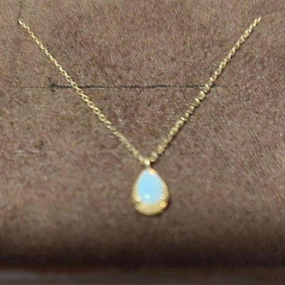 Agate Opal Necklace made of K10 gold with 0.6x0.4 cm opal pendant on a 40 cm chain