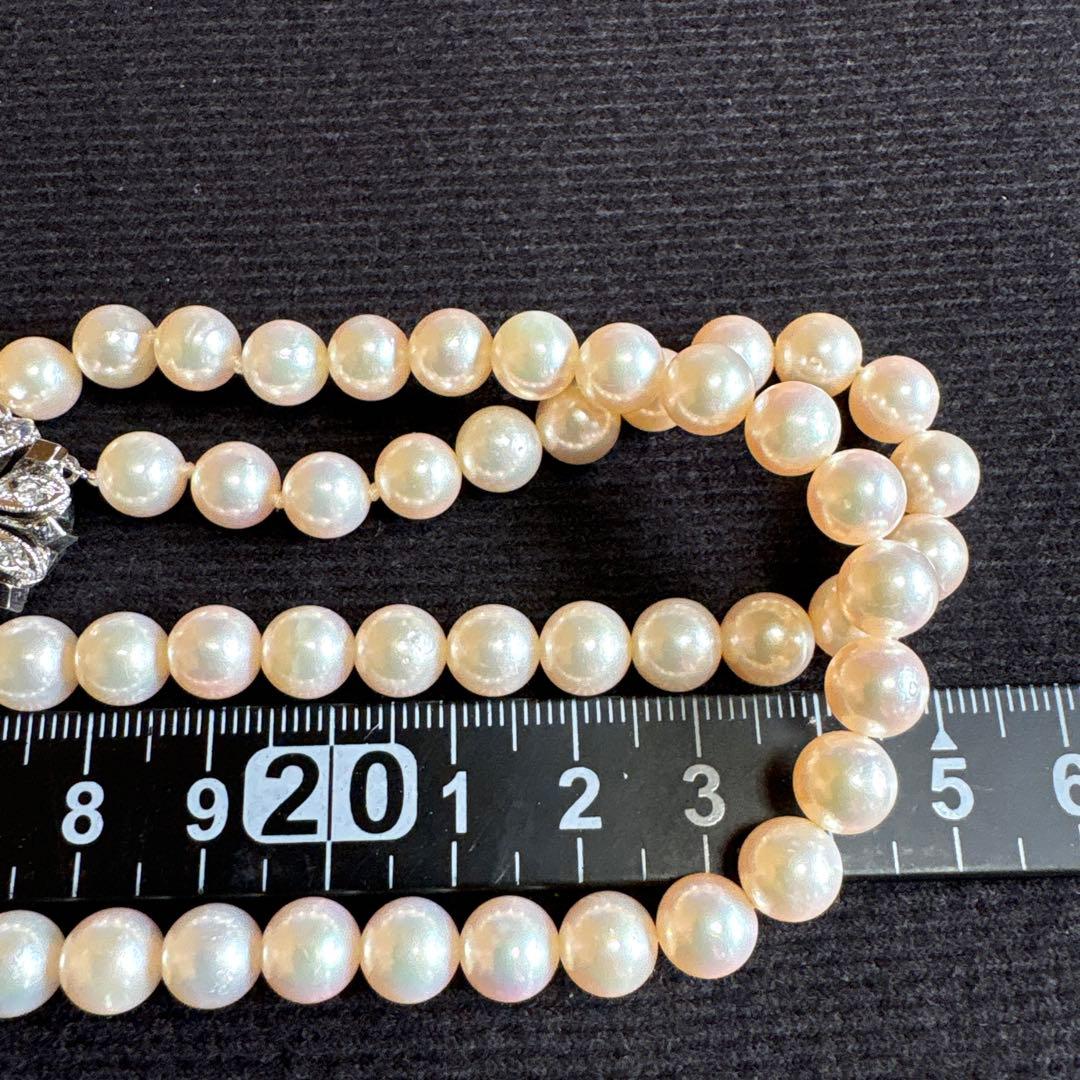 Akoya pearl 2-row necklace with silver clasp, length approximately 41 centimeters