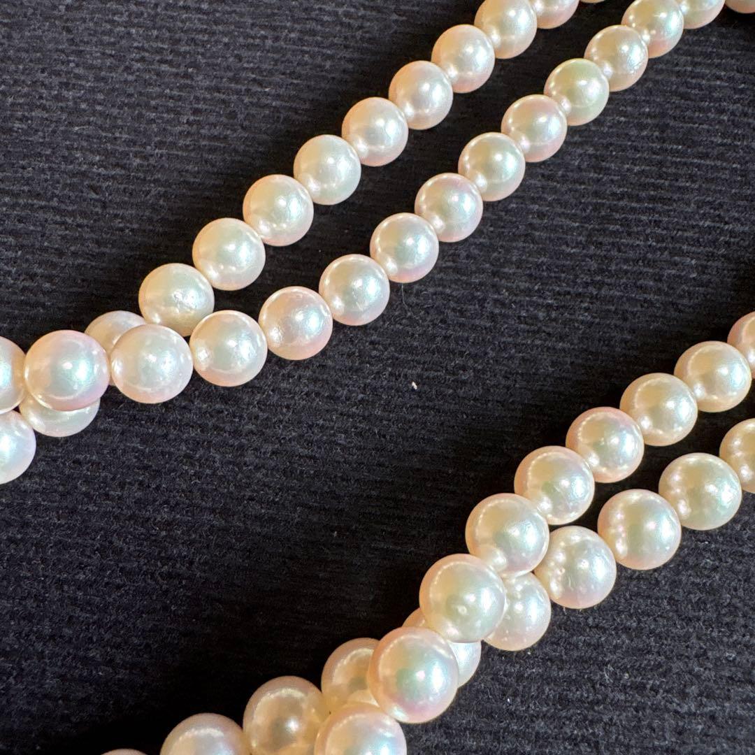 Akoya pearl 2-row necklace with silver clasp, length approximately 41 centimeters