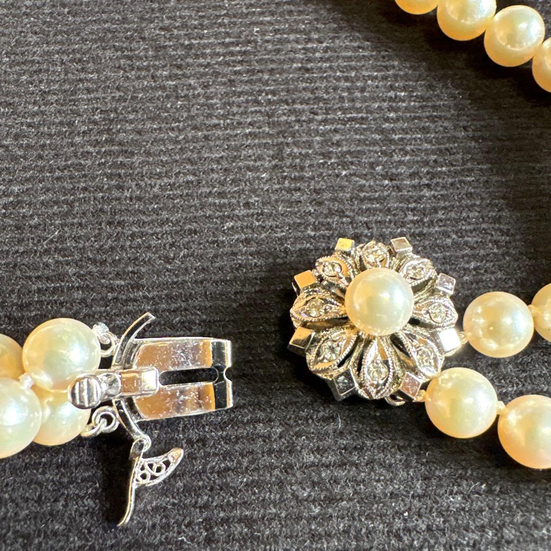 Akoya pearl 2-row necklace with silver clasp, length approximately 41 centimeters