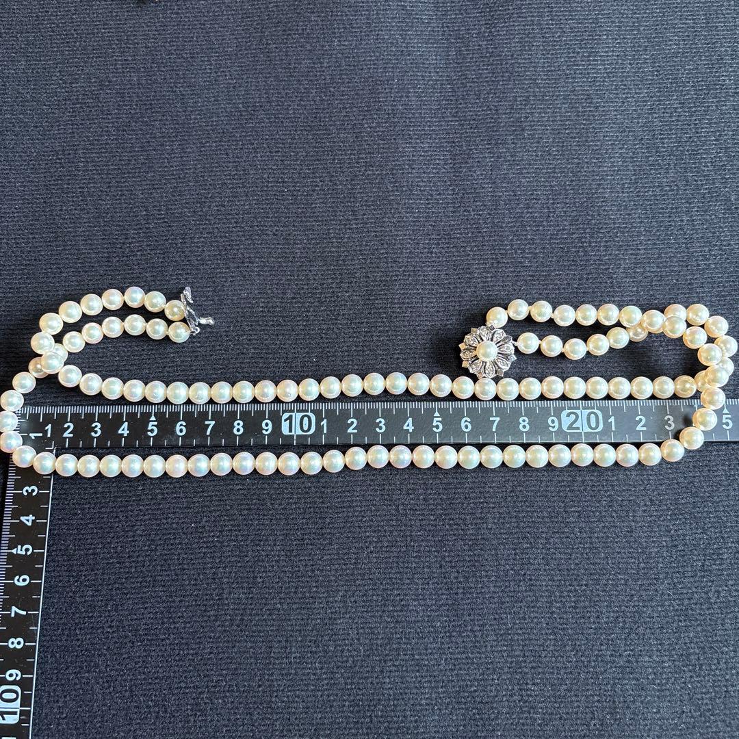 Akoya pearl 2-row necklace with silver clasp, length approximately 41 centimeters