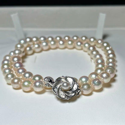 Akoya pearl necklace with 6.5-7.0mm round pearls in 42cm length, model M743