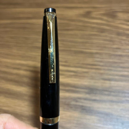 Pilot Black Cap Fountain Pen with black body and gold-plated nib and tip shown on white background