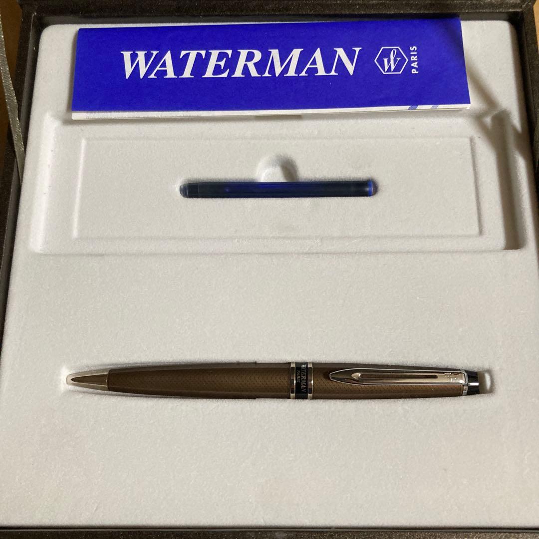 Waterman Expert City Line ballpoint pen in Urban Brown with included pen case, shown slightly scuffed