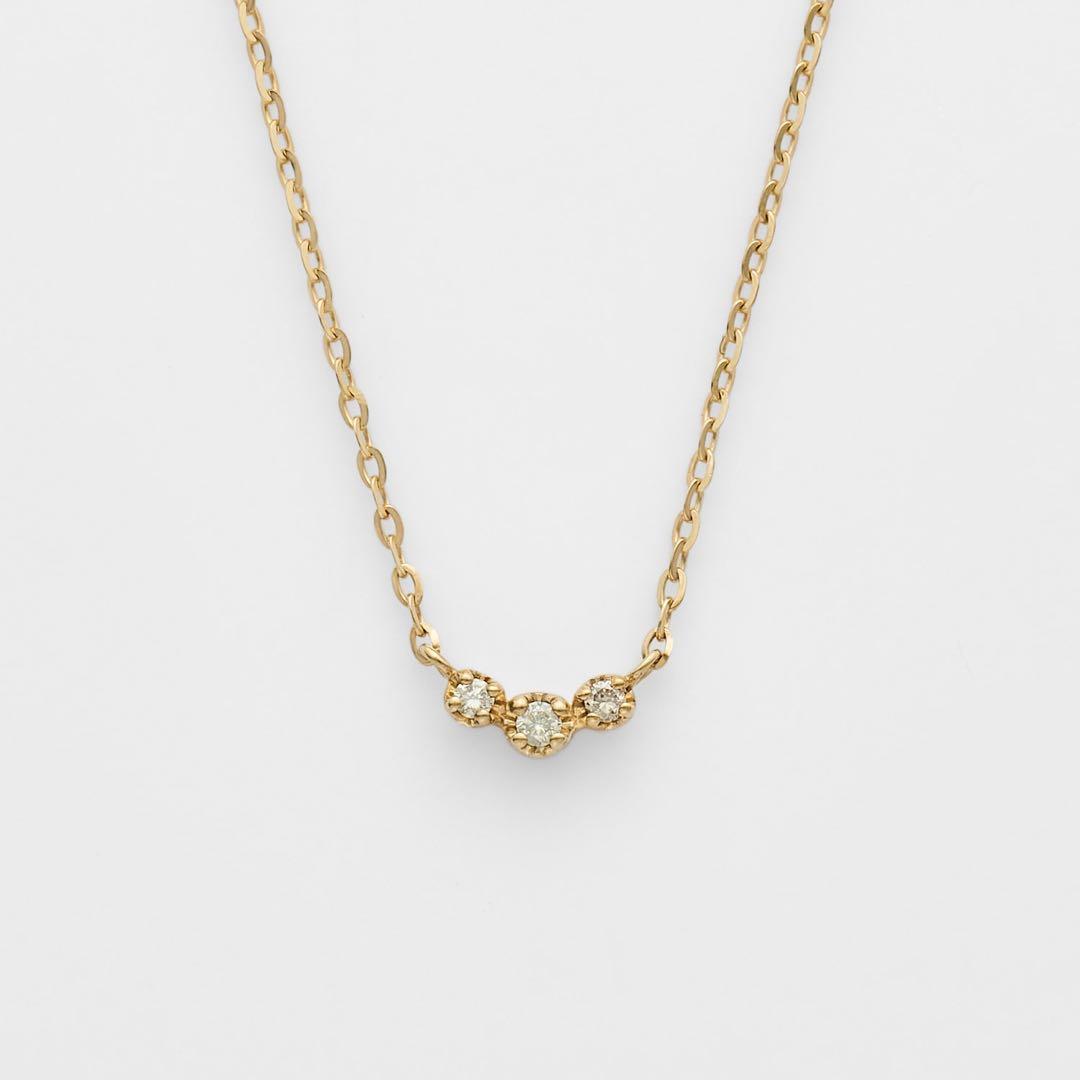 agete WEB Limited K10 diamond necklace with three small diamonds on a 40 cm chain