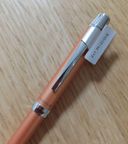 Pilot RiDGE 2+1 multi-function pen with orange body and black and red ballpoint ink