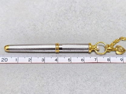 MIKIMOTO pearl ballpoint pen necklace about 61 cm length with elegant pearl decorations