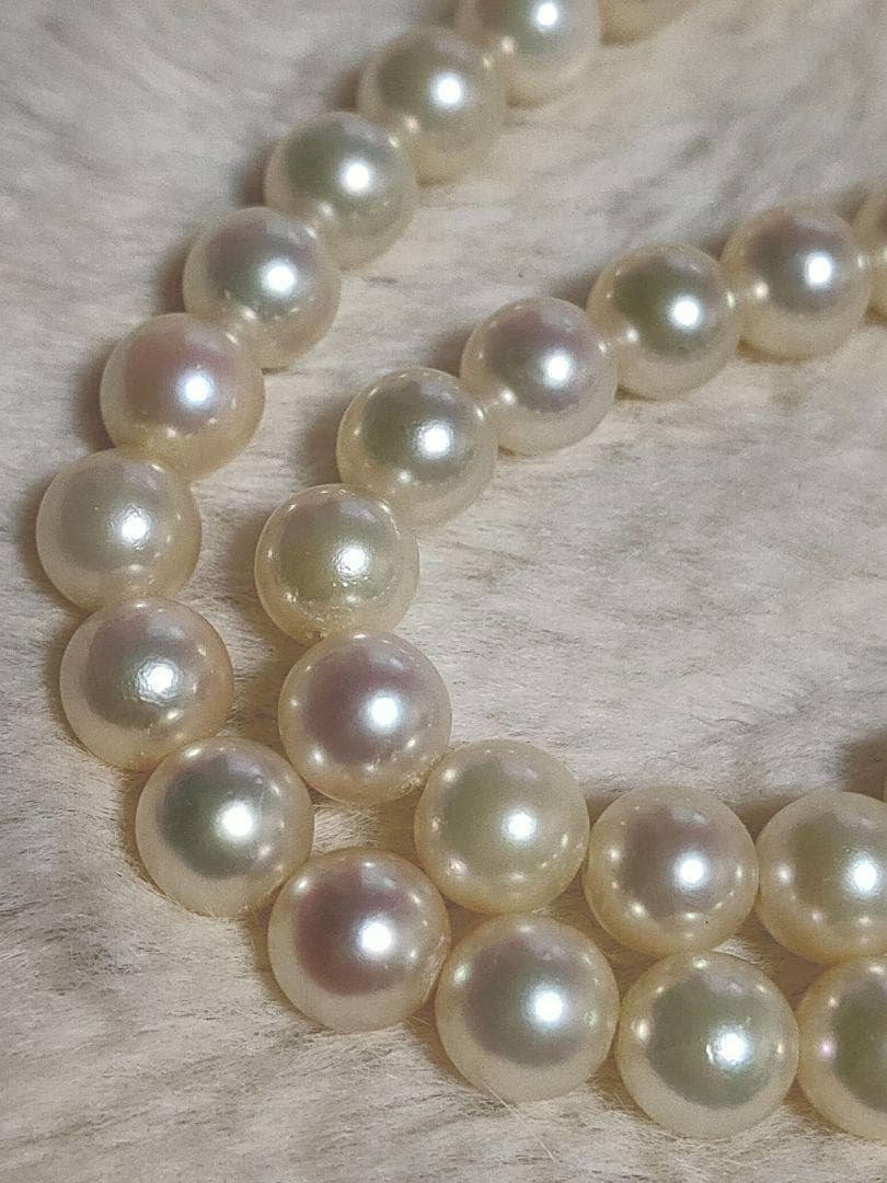 Aqoya pearl necklace featuring white pearls and silver SV925 chain, 45 cm long, pearls sized 5.9 to 6.3 mm