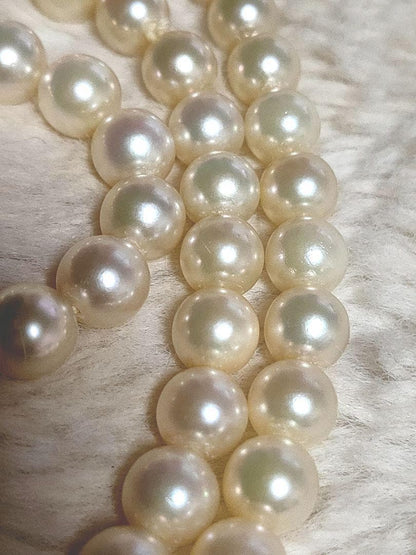 Aqoya pearl necklace featuring white pearls and silver SV925 chain, 45 cm long, pearls sized 5.9 to 6.3 mm