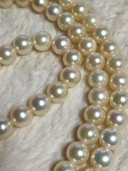 Aqoya pearl necklace featuring white pearls and silver SV925 chain, 45 cm long, pearls sized 5.9 to 6.3 mm