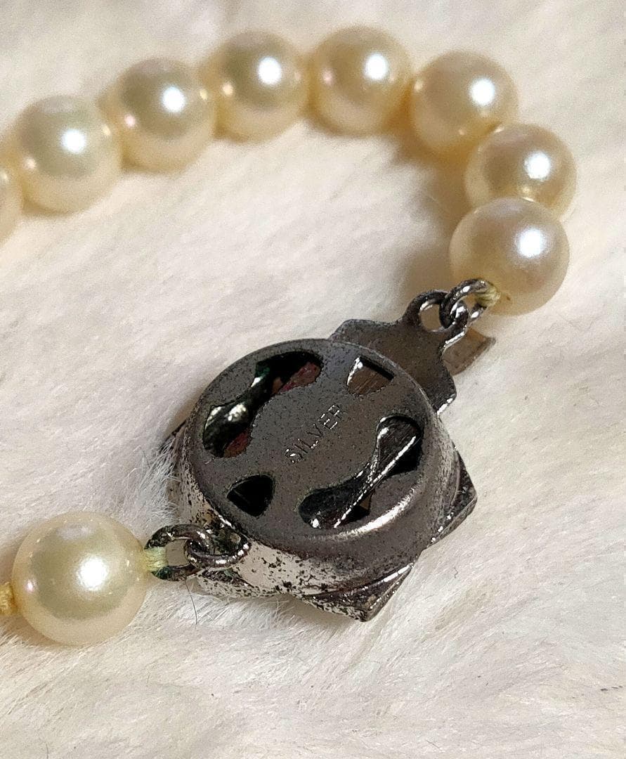Aqoya pearl necklace featuring white pearls and silver SV925 chain, 45 cm long, pearls sized 5.9 to 6.3 mm