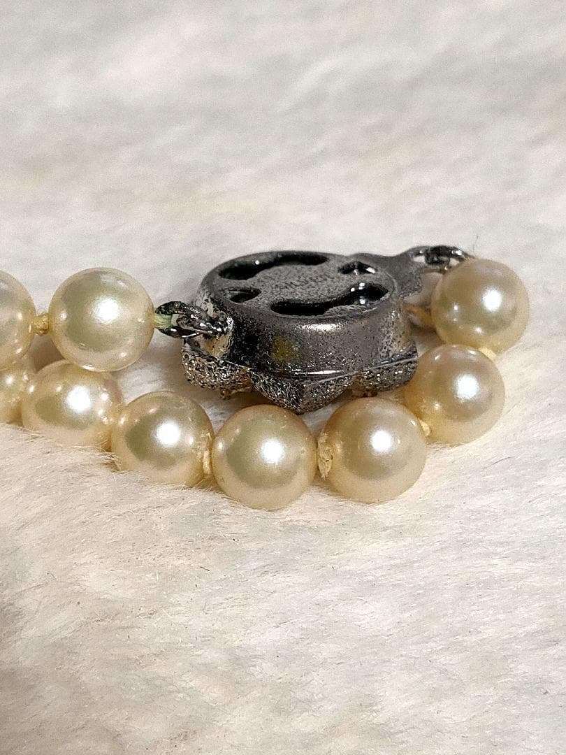 Aqoya pearl necklace featuring white pearls and silver SV925 chain, 45 cm long, pearls sized 5.9 to 6.3 mm