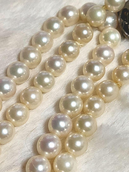 Aqoya pearl necklace featuring white pearls and silver SV925 chain, 45 cm long, pearls sized 5.9 to 6.3 mm