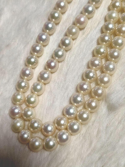 Aqoya pearl necklace featuring white pearls and silver SV925 chain, 45 cm long, pearls sized 5.9 to 6.3 mm