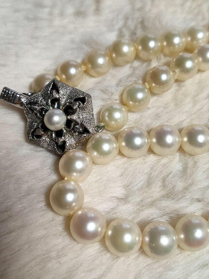 Aqoya pearl necklace featuring white pearls and silver SV925 chain, 45 cm long, pearls sized 5.9 to 6.3 mm
