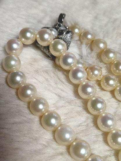 Aqoya pearl necklace featuring white pearls and silver SV925 chain, 45 cm long, pearls sized 5.9 to 6.3 mm