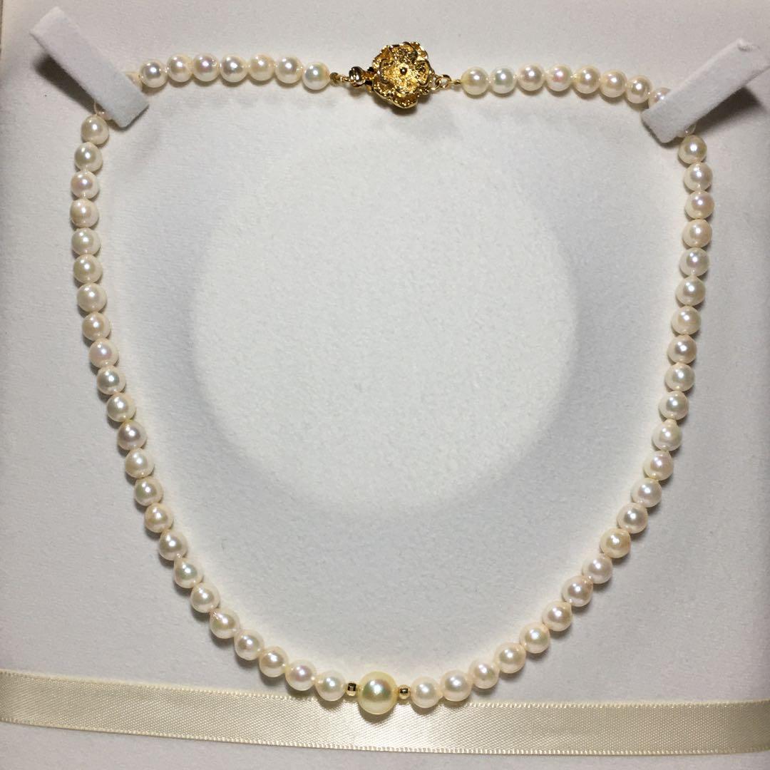 AN94 K18 yellow Akoya pearl baby pearl choker necklace with 5-5.5mm pearls and 18 karat gold chain