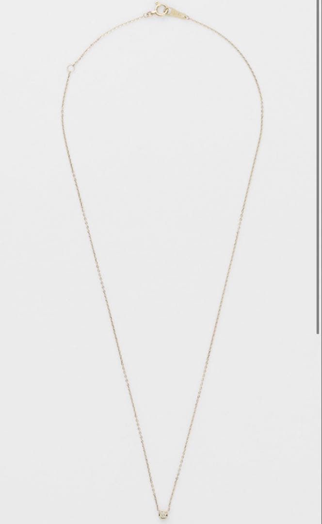 agete K10 yellow gold diamond necklace 0.03ct on white background length 40 cm adjustable