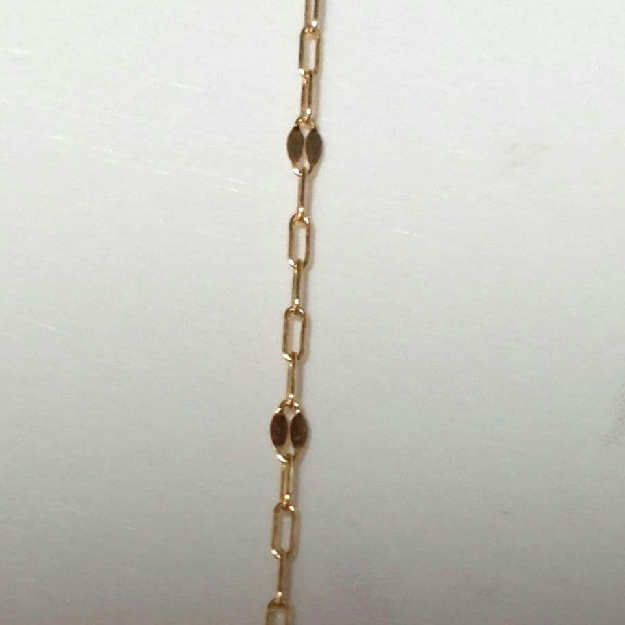 18 karat gold long necklace 80cm with small K14gf pendant 1.5cm by 1.3cm