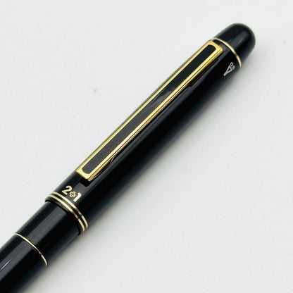 Black and gold Pilot 2+1 multi-function pen with 2-color ballpoint and 0.5mm mechanical pencil with case
