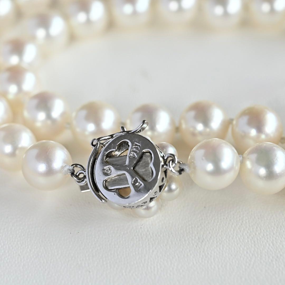 Takasaki K14 Akoya pearl necklace featuring 8mm pearls and sapphire flower pendant