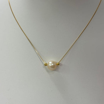 Ise-Shima Ise Bay Akoya Pearl necklace with 9.5mm pearls on a 42cm gold-finished chain with removable ball detail