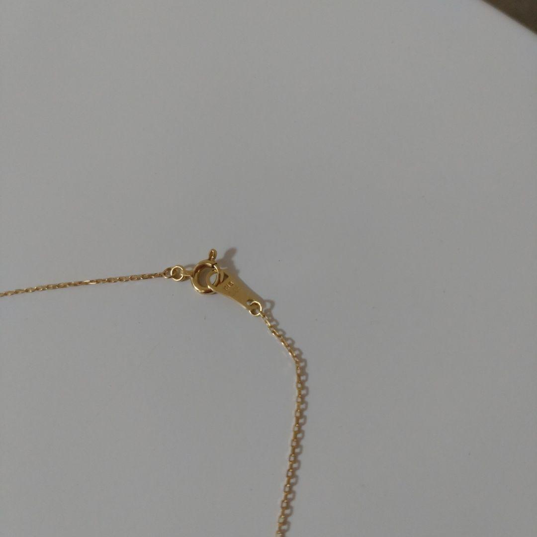 Agete Clover K18 gold necklace with diamond pendant and 40cm adjustable chain