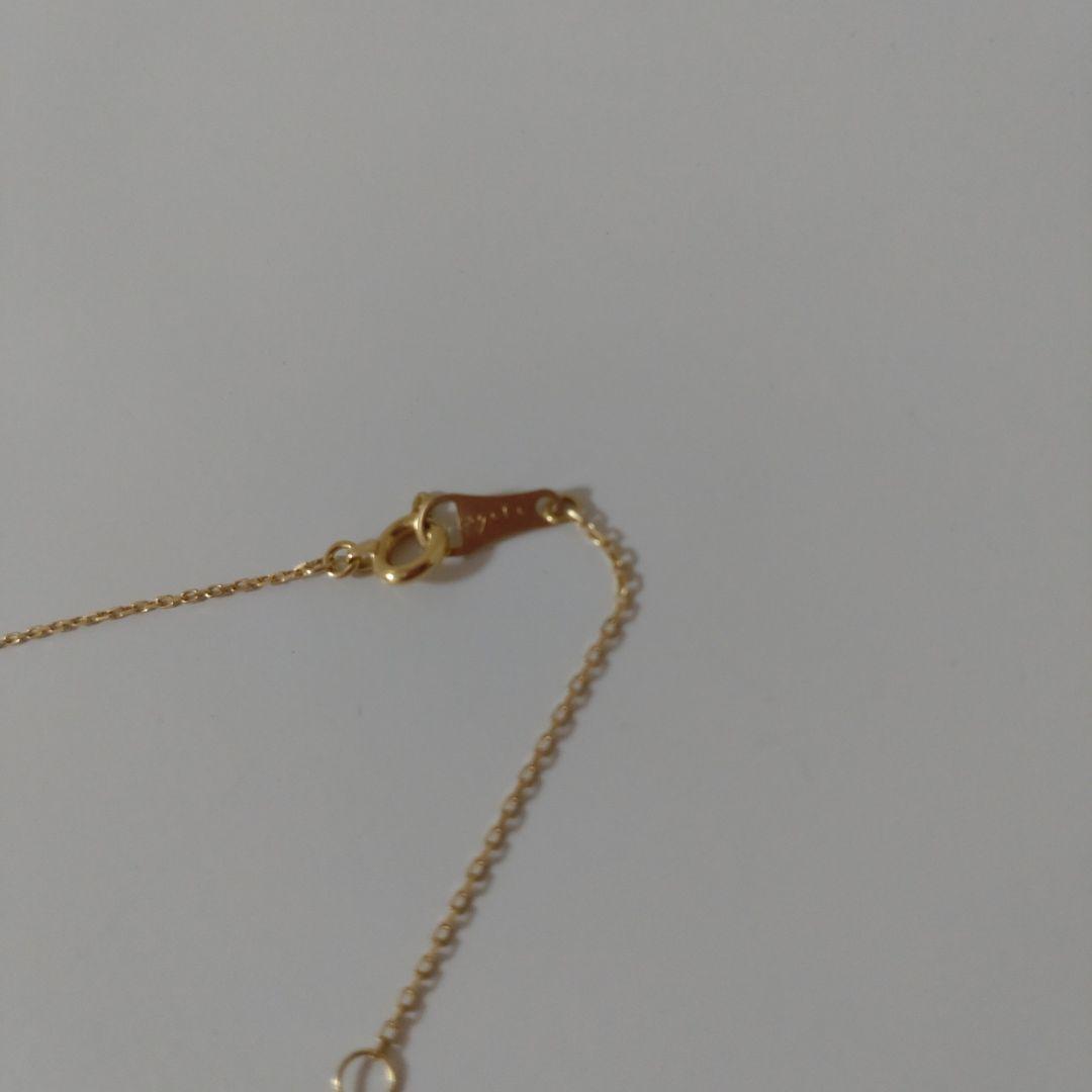 Agete Clover K18 gold necklace with diamond pendant and 40cm adjustable chain
