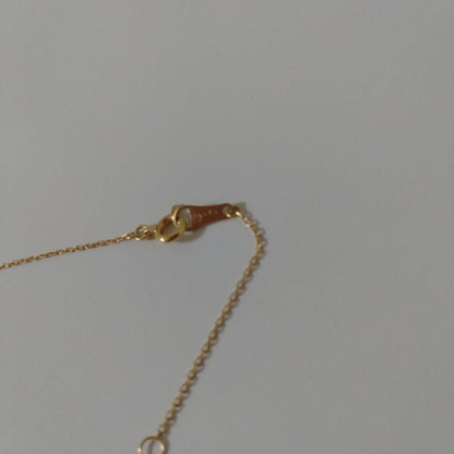 Agete Clover K18 gold necklace with diamond pendant and 40cm adjustable chain