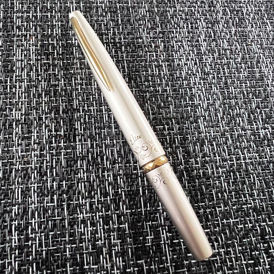 PILOT Elite Fountain Pen with 18K gold tip in pink silver color, short size designed for ladies