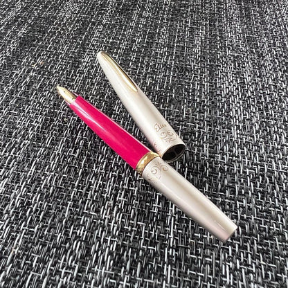 PILOT Elite Fountain Pen with 18K gold tip in pink silver color, short size designed for ladies