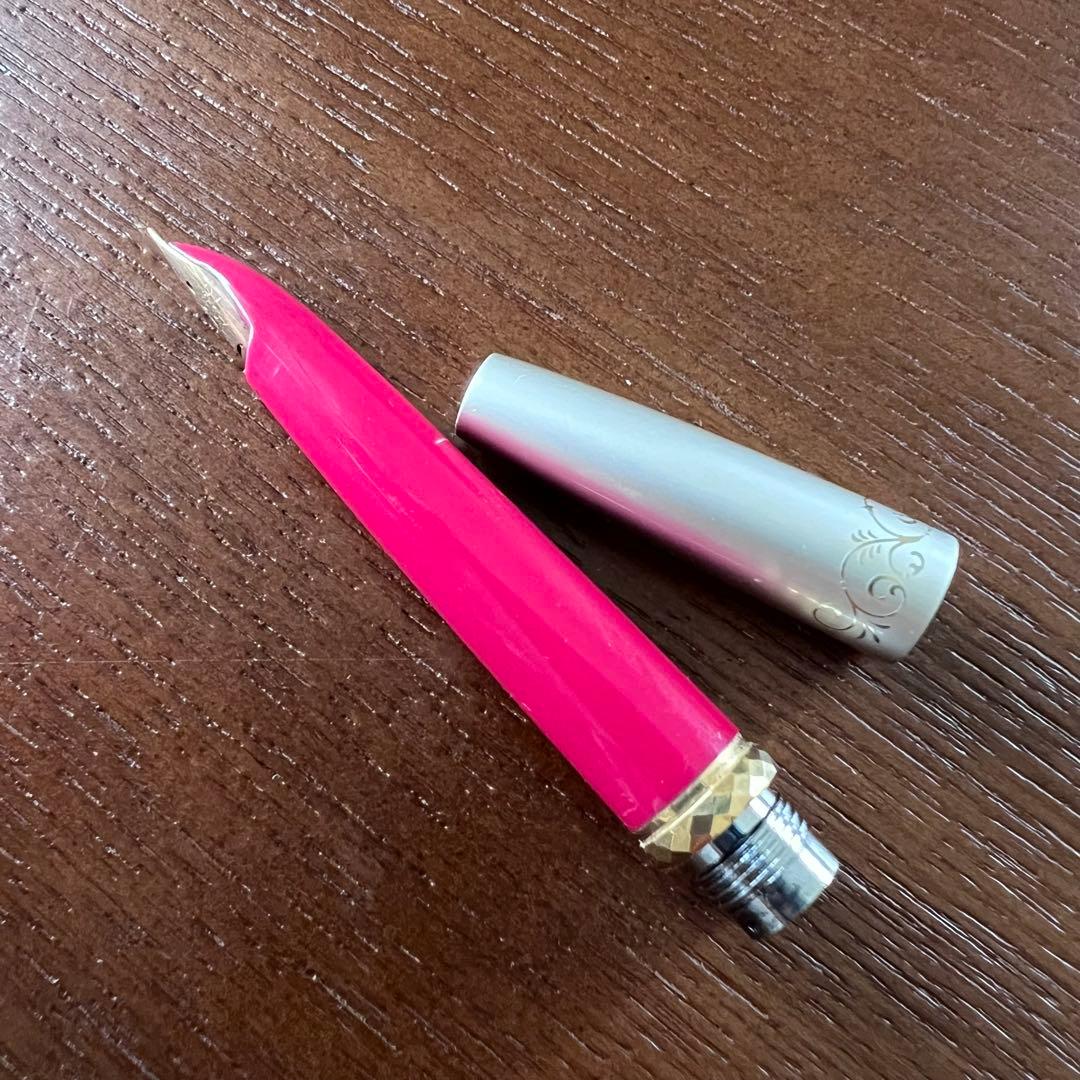 PILOT Elite Fountain Pen with 18K gold tip in pink silver color, short size designed for ladies