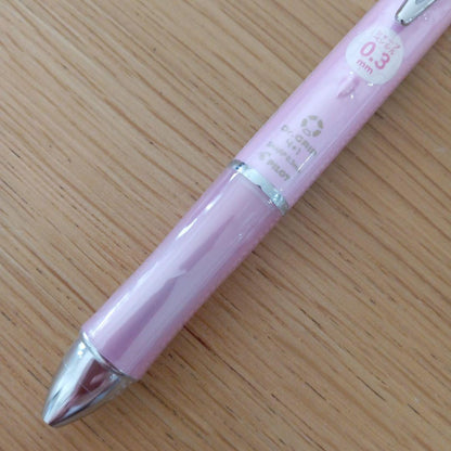 Pilot Dr. Grip 4+1 multi-function pen in pearl pink with 4-color ballpoint tips and 0.3mm mechanical pencil