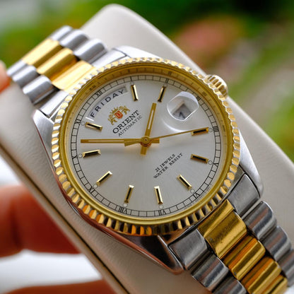 ORIENT President Day-Date Gold Automatic Men's Watch — Japanese