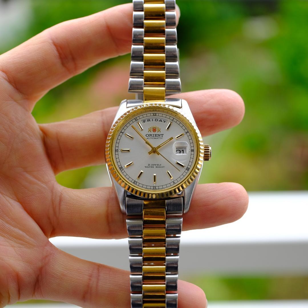 ORIENT President Day-Date Gold Automatic Men's Watch — Japanese