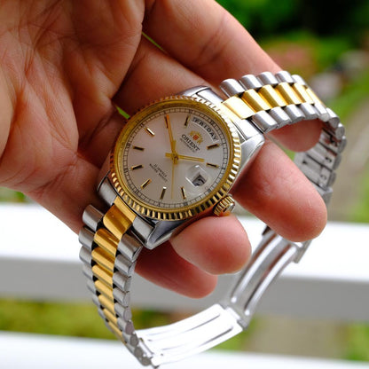 ORIENT President Day-Date Gold Automatic Men's Watch — Japanese