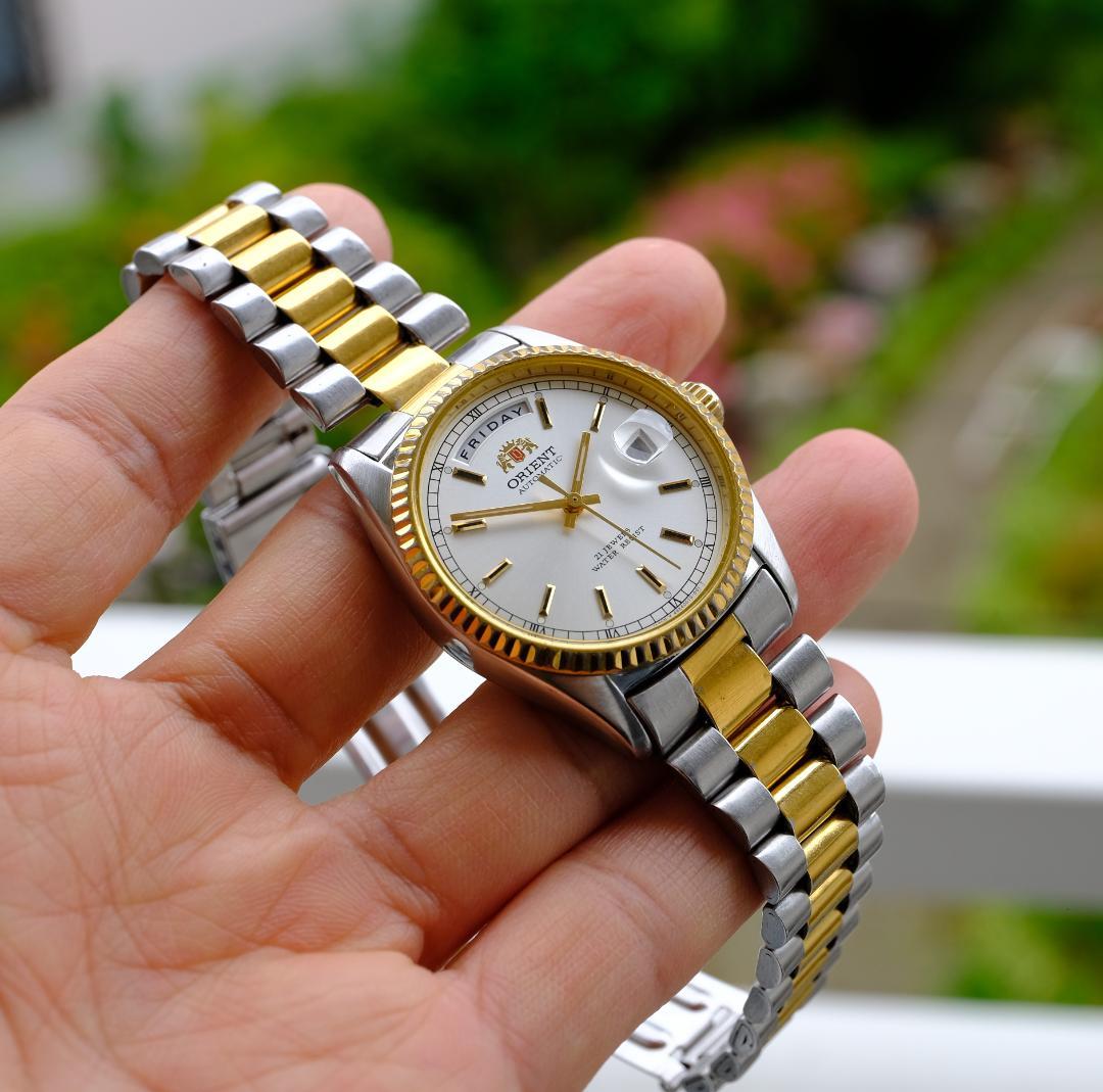 ORIENT President Day-Date Gold Automatic Men's Watch — Japanese