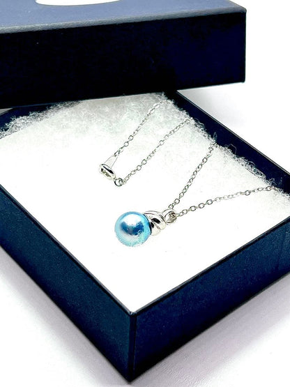 42cm Akoya pearl necklace with 10mm round genuine indigo blue pearls