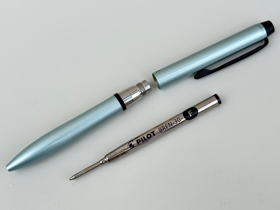 Pilot Aterlink oil-based ballpoint pen in Black Ice Silver with 0.7 mm tip and rotating push mechanism