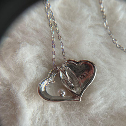 MIKIMOTO Heart Silver Pearl Necklace #684 featuring a silver heart pendant with pearl on a 40cm chain