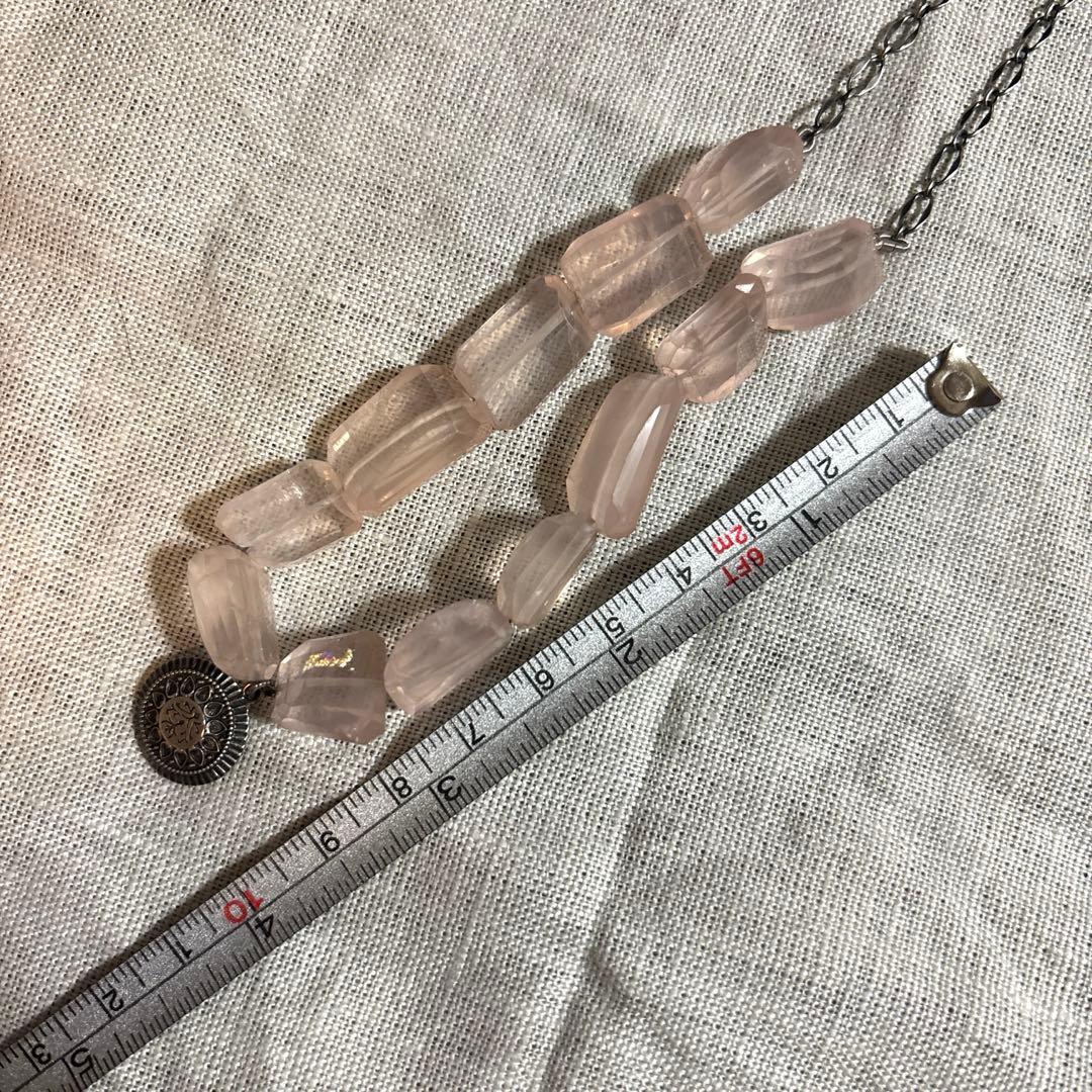 Agete silver 925 necklace with antique finish and rose quartz stone, 50 cm length